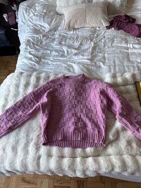Abercrombie & Fitch Mauve Textured Crewneck Sweater